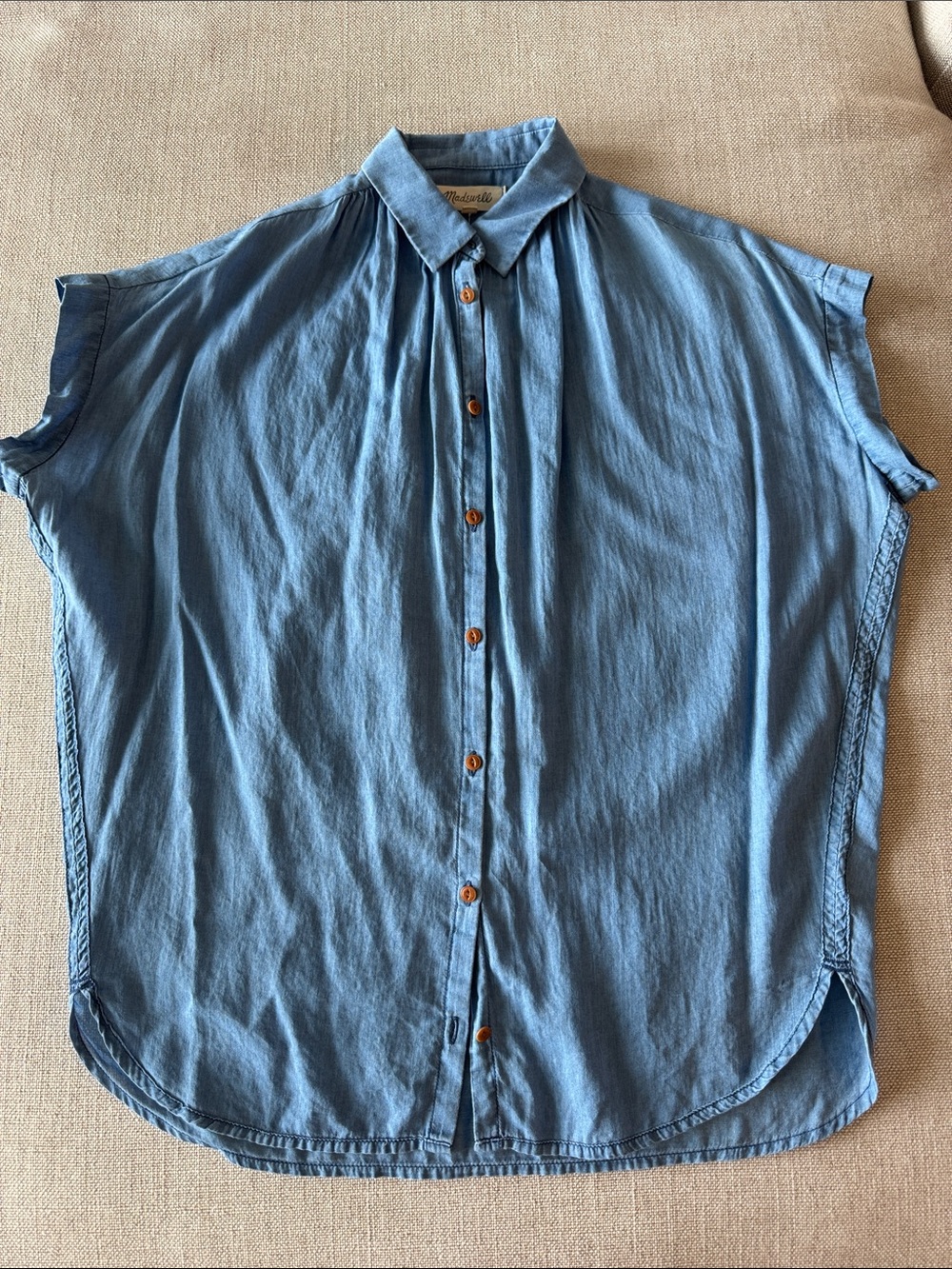 Madewell Central Shirt Bright Indigo Chambray Oversized Button Front